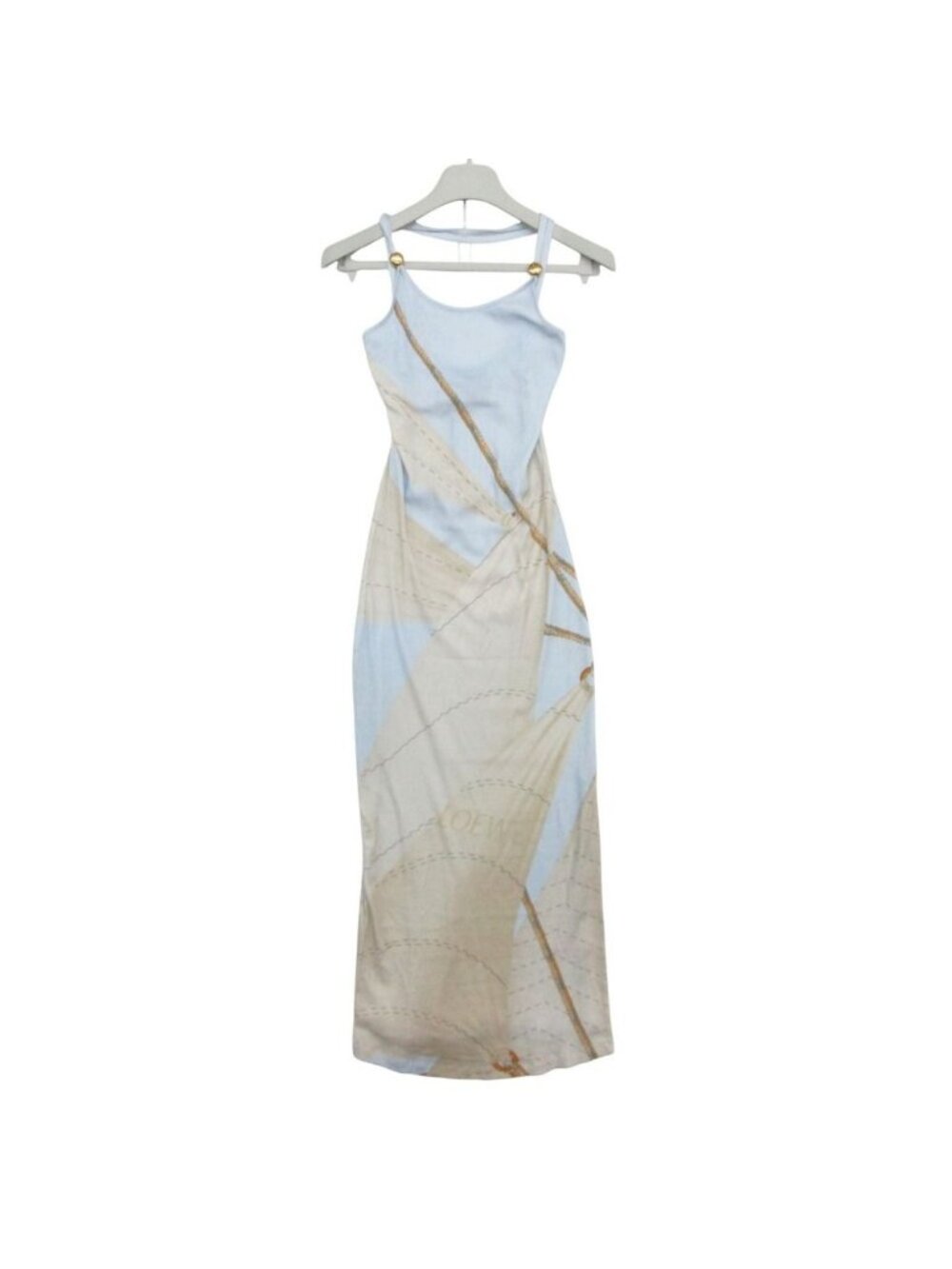 Loewe Dress Paula's Ibiza Strappy Sail Print Cross Strap Long Cami Blue SS
